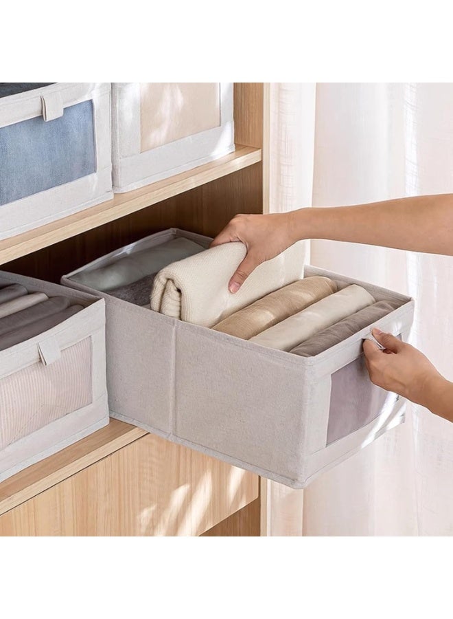 FUOE Linen Closet Organizers And Storage, 4 Pack Storage Bins Baskets for Organization Foldable Organizer with Clear Window Organizing Clothing, Jeans, Shelves - Image 4